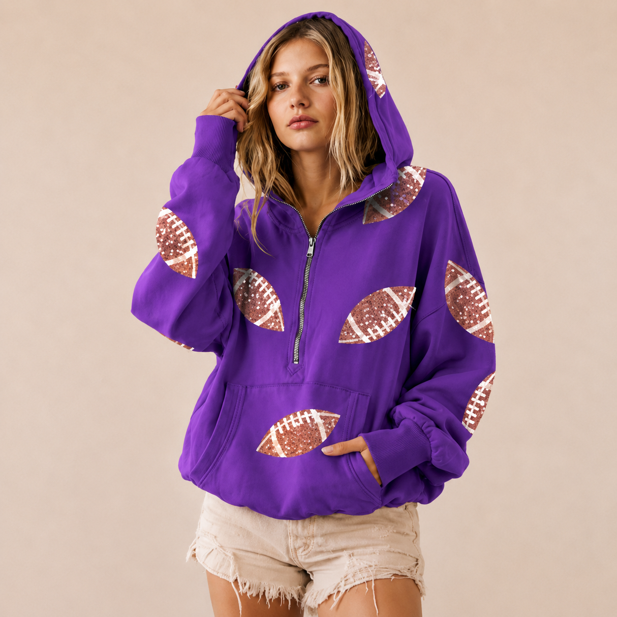 Game Day Sequin Football Hoodie