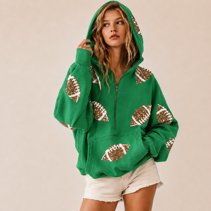 Game Day Sequin Football Hoodie