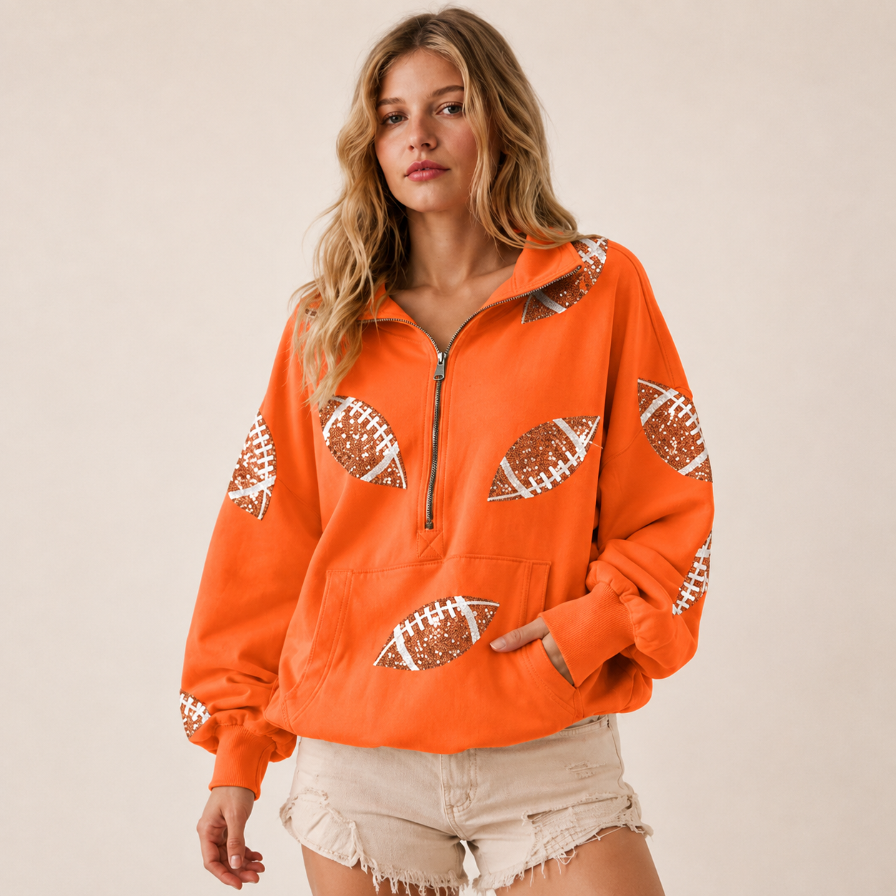 Game Day Sequin Football Hoodie