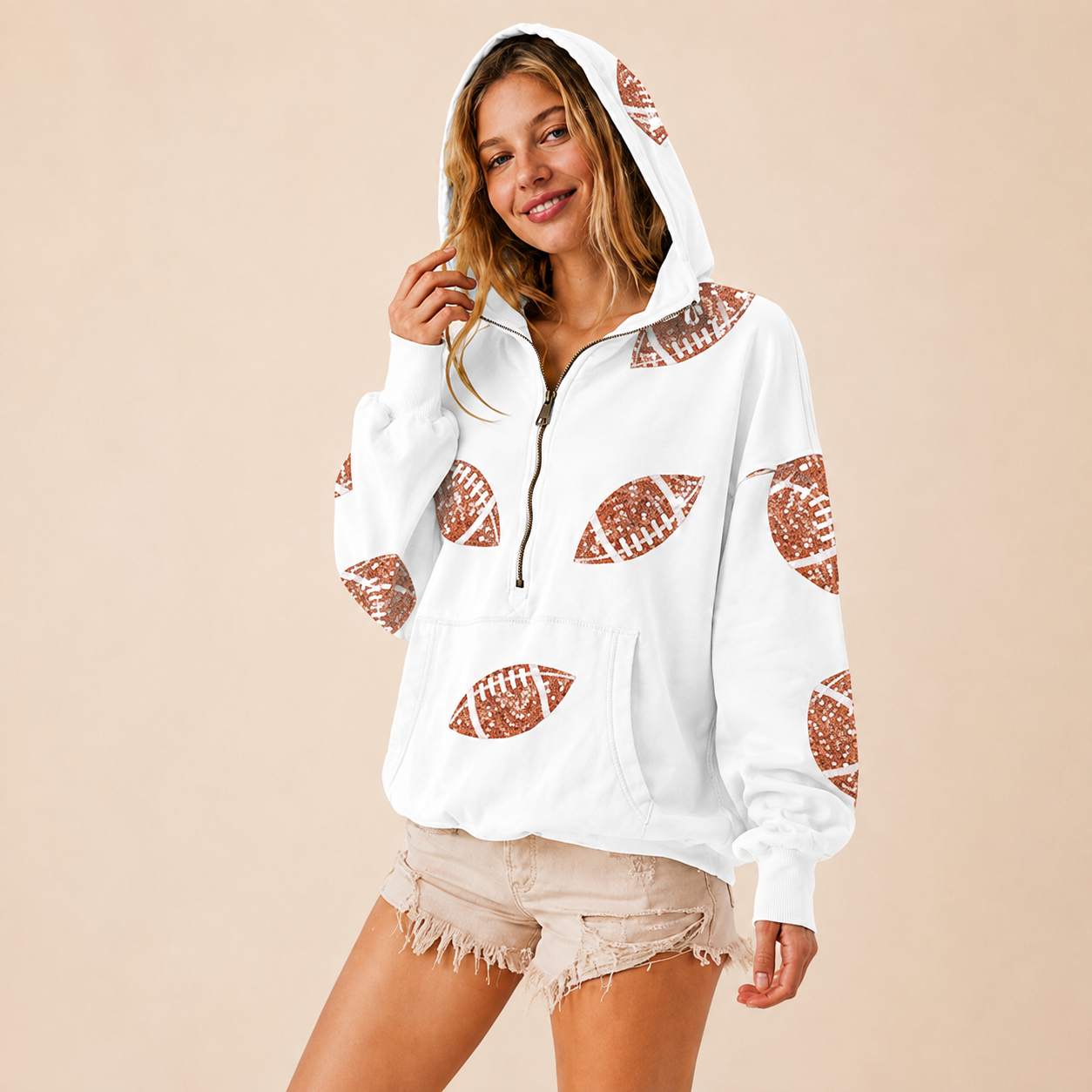 Game Day Sequin Football Hoodie